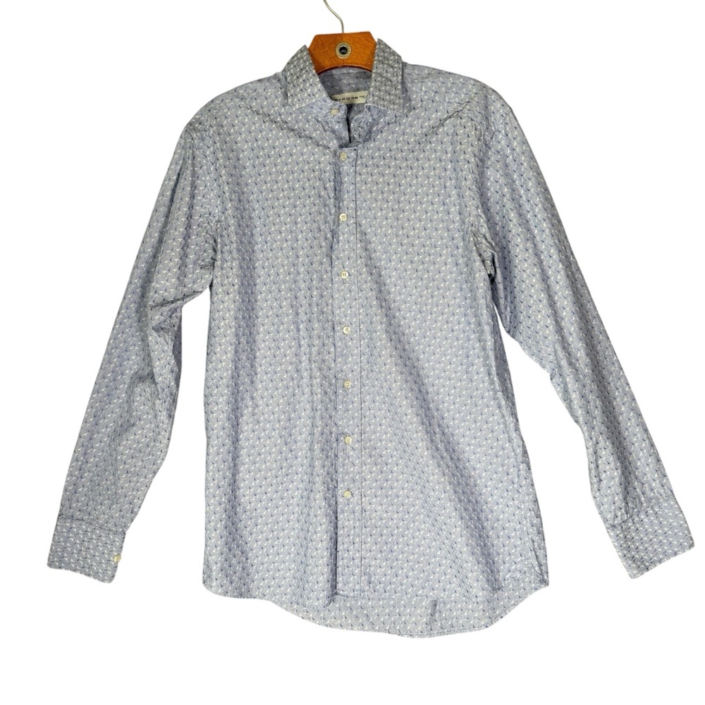 Etro Men's Blue Geometric Button Up Shirt 39